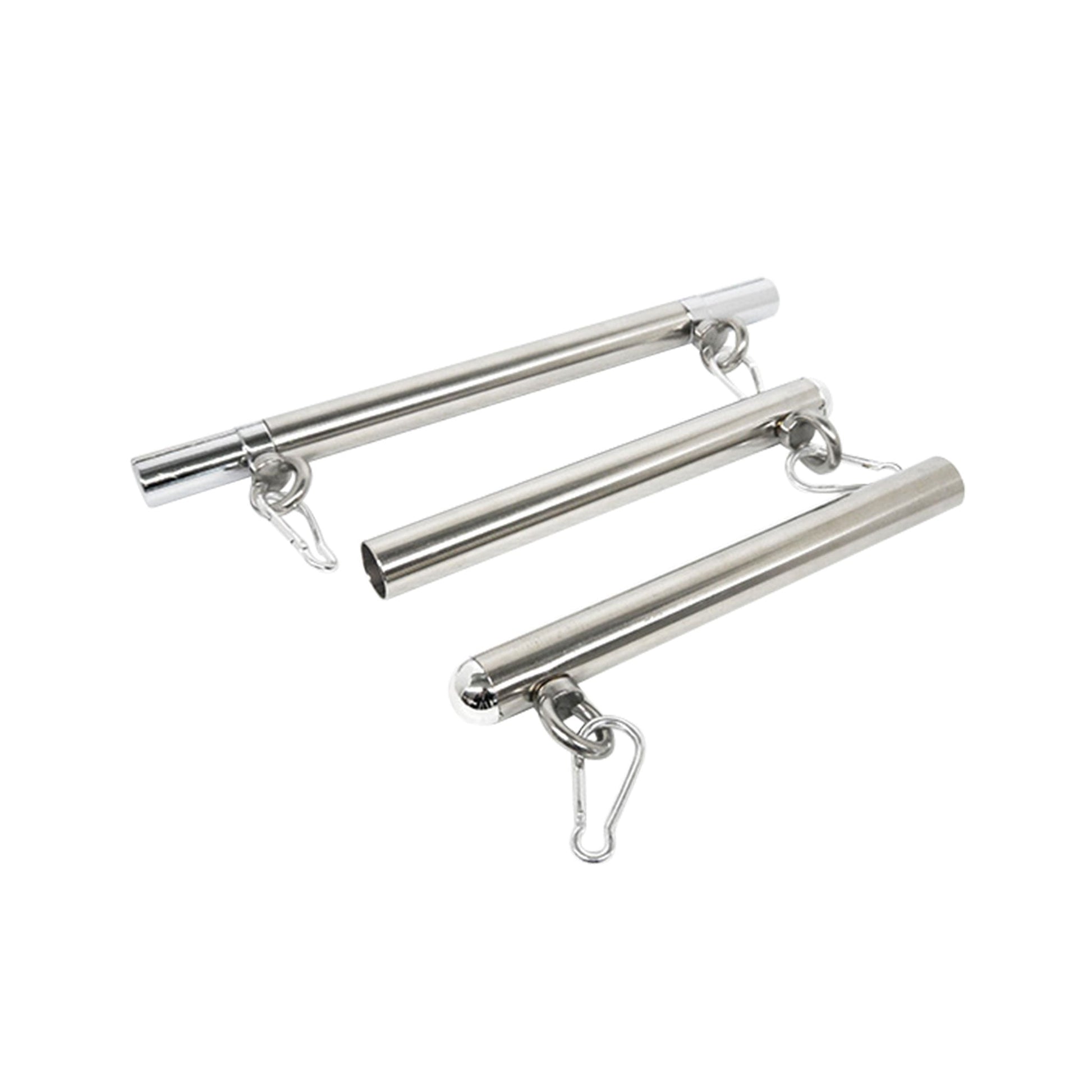 Stainless-steel metallic spreader bar spreader-bars restraints adjustable extendable extending spring-clips bondage bdsm kinky kinky-play adult-toys chrome silver