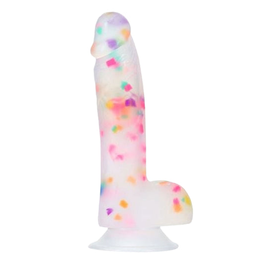Addiction Party Marty Silicone Dildo With Balls 7.5in - Multi-Color