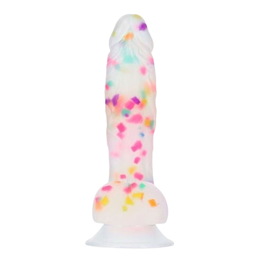 Addiction Party Marty Silicone Dildo With Balls 7.5in - Multi-Color