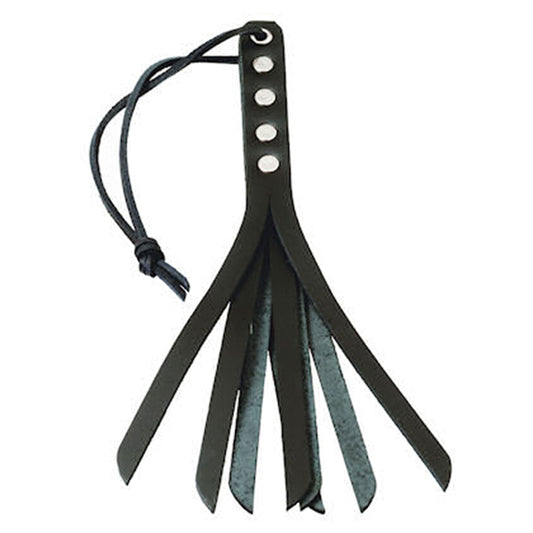 Leather Compact Mini Flogger Tongue Whip 10' Black