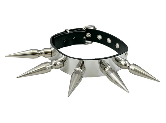 Metal Plate Hardcore XL Spike Choker 1-1/4" Wide