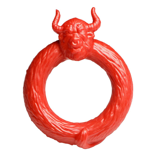 Silicone cock ring cockring c-ring cock-and-ball cbt beast bull minotaur stretchy creature-cocks red