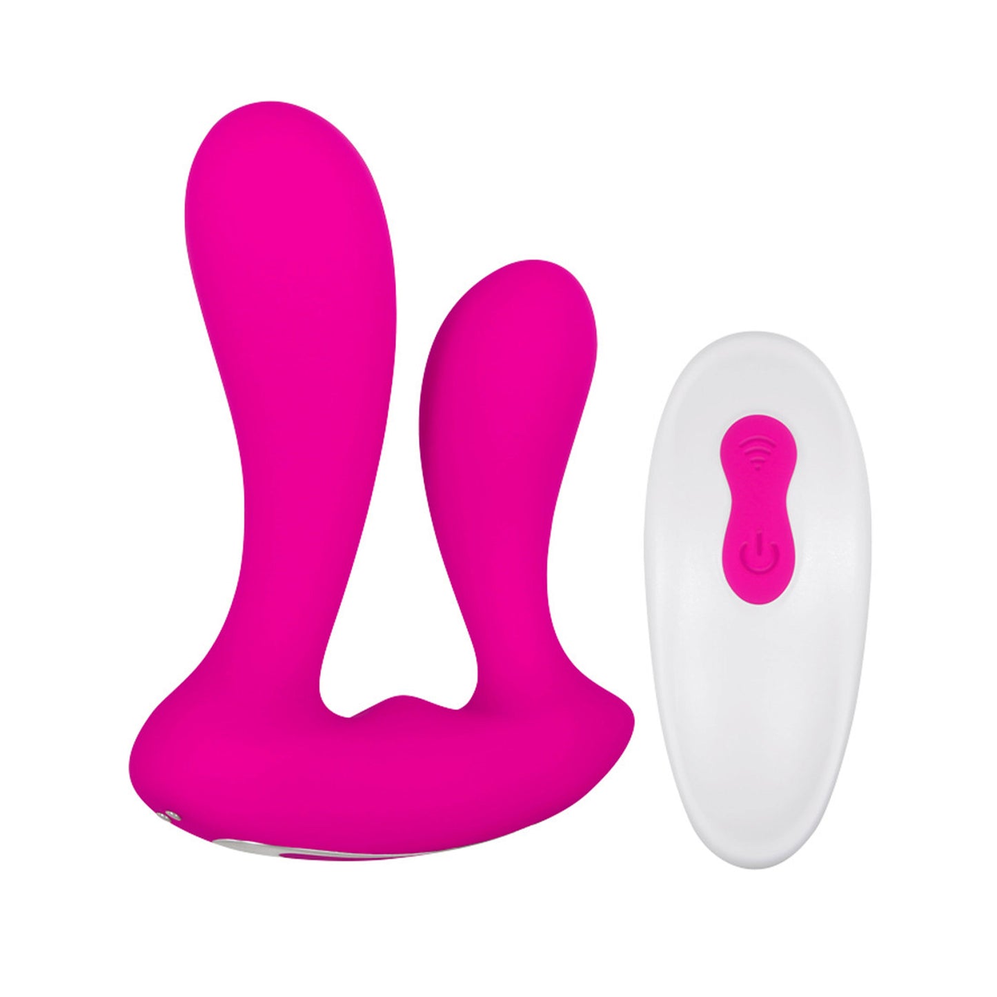 Adam & Eve Silicone Rechargeable Dual Entry Vibe With Remote Control - Pink