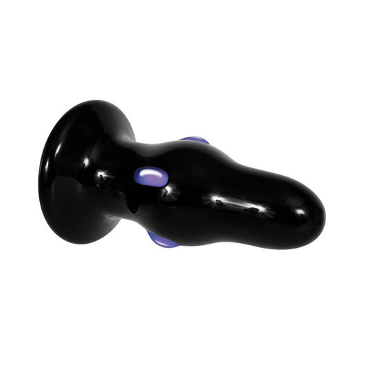 Adam & Eve Rear Rocker Vibrating Rechargeable Glass Anal Plug - Black