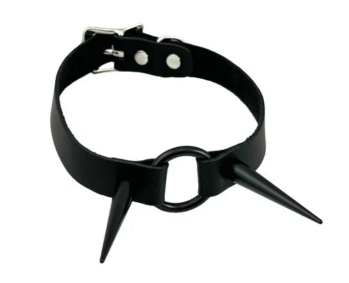 Double Spike O-ring Choker Black