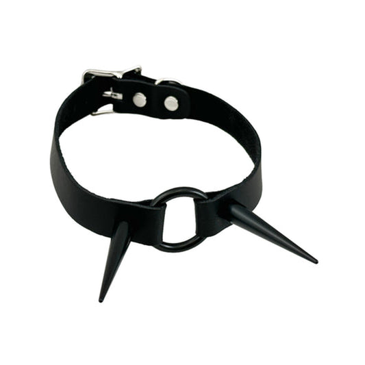 Double Spike O-ring Choker Black