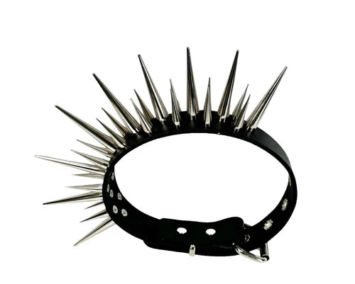 Triple Size Spike Choker with Buckle Black