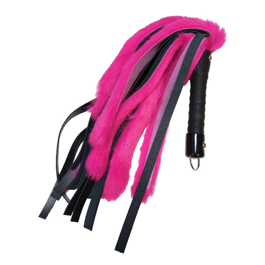 Rabbit Fur and Leather Flogger 24"