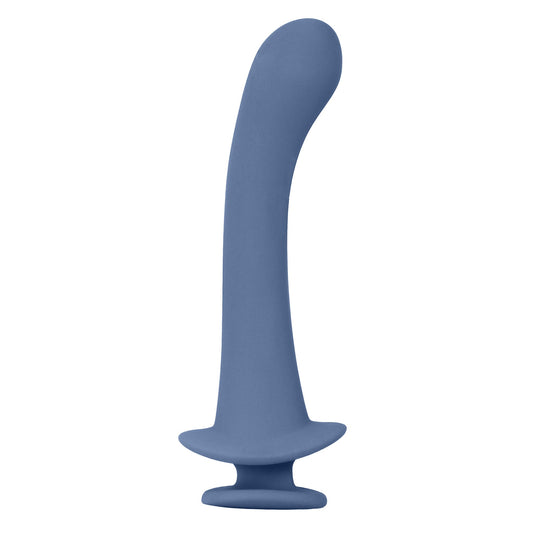 Silicone dildo dong curve curved shaft soft flexible waterproof finger holder g-spot p-spot non-vibe non-vibrating stimulator anal vaginal blue periwinkle baby-blue