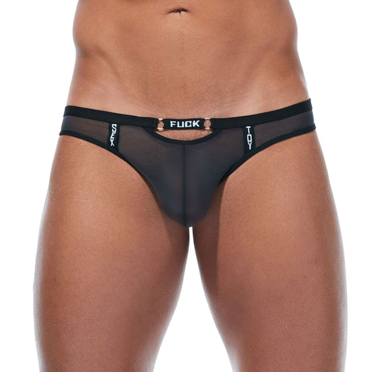 Mesh sheer semi-transparent transparent underwear lingerie thong gstring g-string soft fuck-toy statement o-ring elastic 8-way stretch intimates sexy men men's male masculine dude dudes black