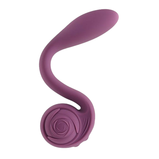 Gender X Snail Rose Bulb Silicone Vibrating Dildo - Purple