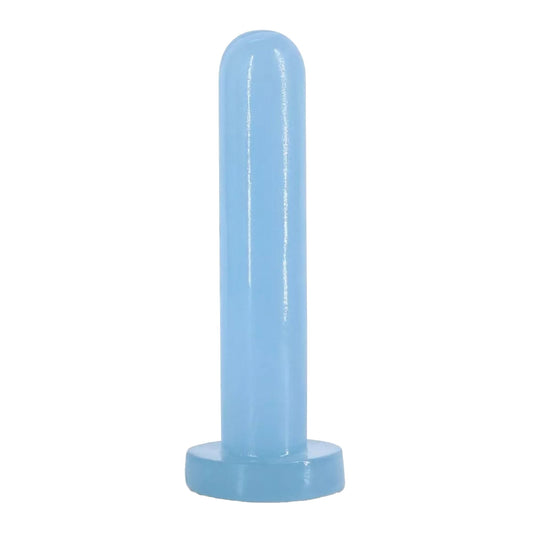 TPE dildo dong plug probe non-vibrating non-vibe glow-in-the-dark suction cup harness-compatible small unisex adult-toys blue baby-blue light-blue