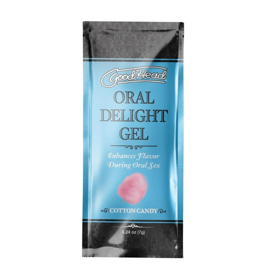 GoodHead oral sex gel, cotton candy-flavored enhancer, sugar-free intimacy gel, single-use packets.