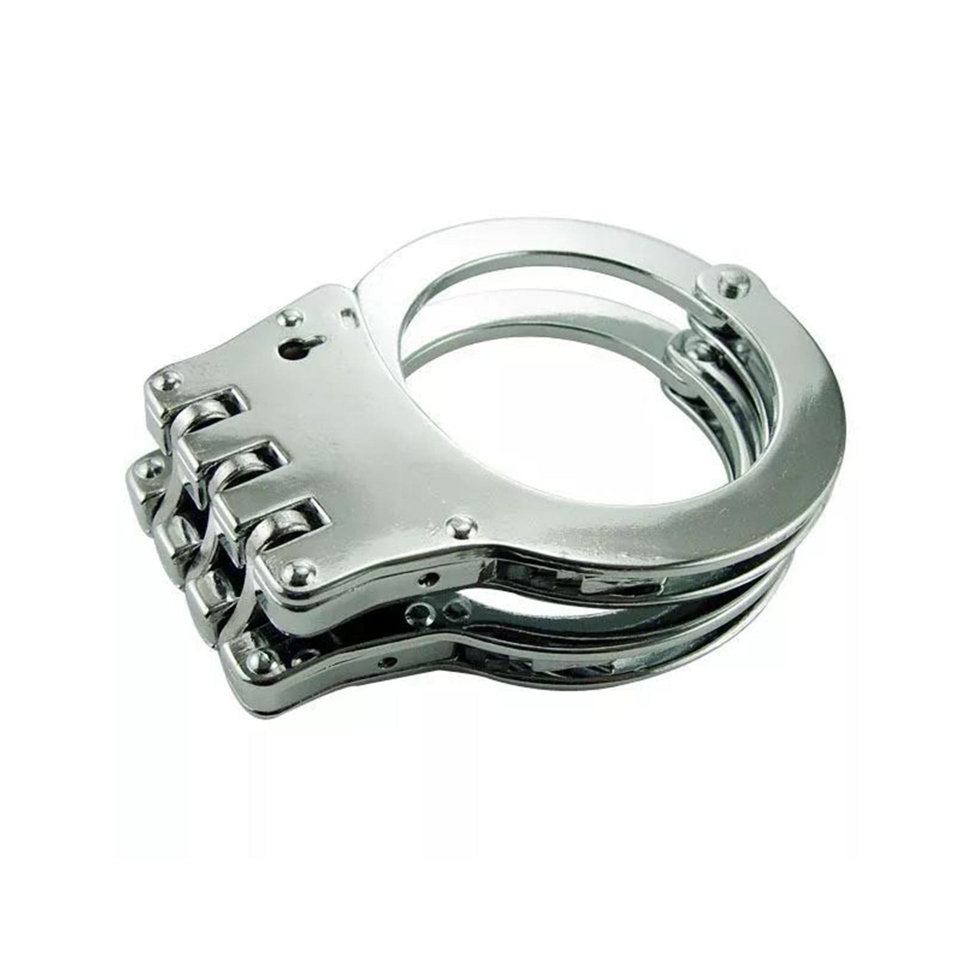 Solid-steel steel heavy-duty hand cuffs handcuffs hand-cuffs double locking double-locking hinged hinge hinges adjustable bondage bdsm restraints wrist kinky-play kinky roleplay cop officer police law-enforcement adult-toys silver chrome