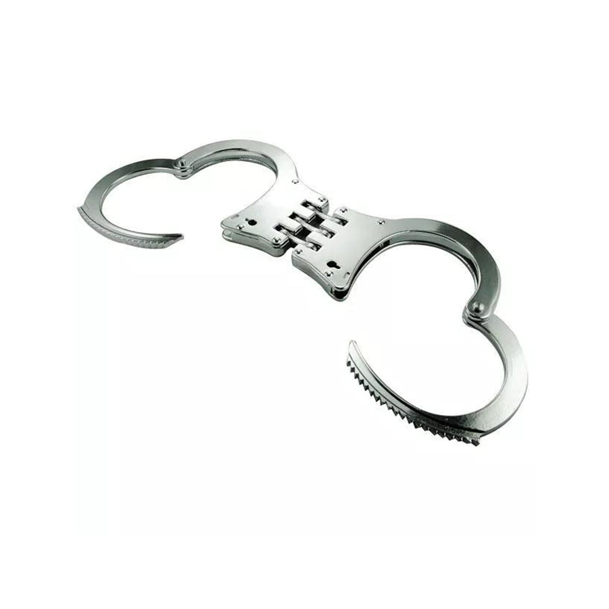 Solid-steel steel heavy-duty hand cuffs handcuffs hand-cuffs double locking double-locking hinged hinge hinges adjustable bondage bdsm restraints wrist kinky-play kinky roleplay cop officer police law-enforcement adult-toys silver chrome