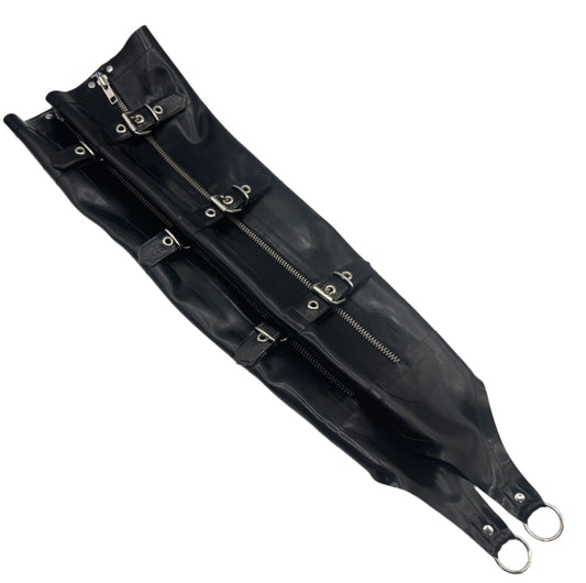 Demask D-ring Latex Gauntlets with Zipper