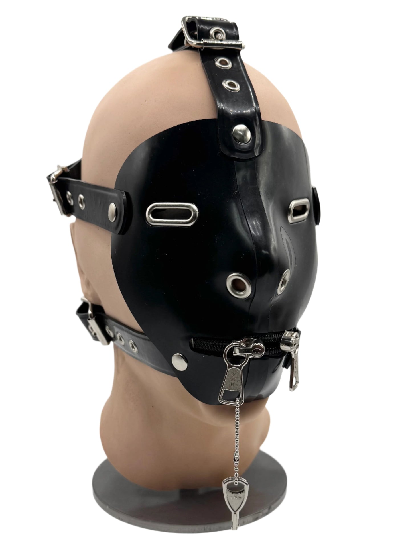 Latex Harness Mask with Metal Eyelets & Mouth Zip