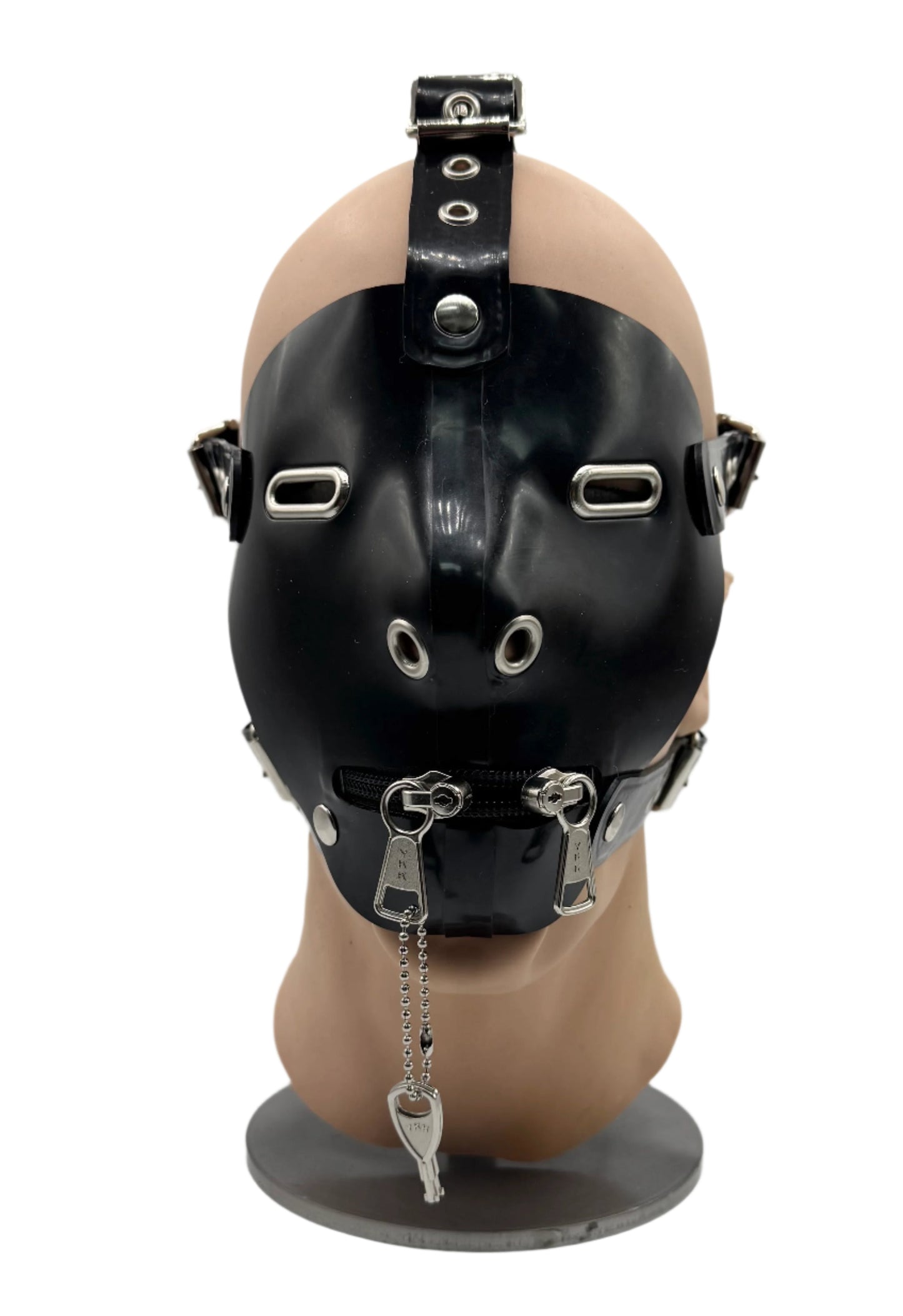 Latex Harness Mask with Metal Eyelets & Mouth Zip