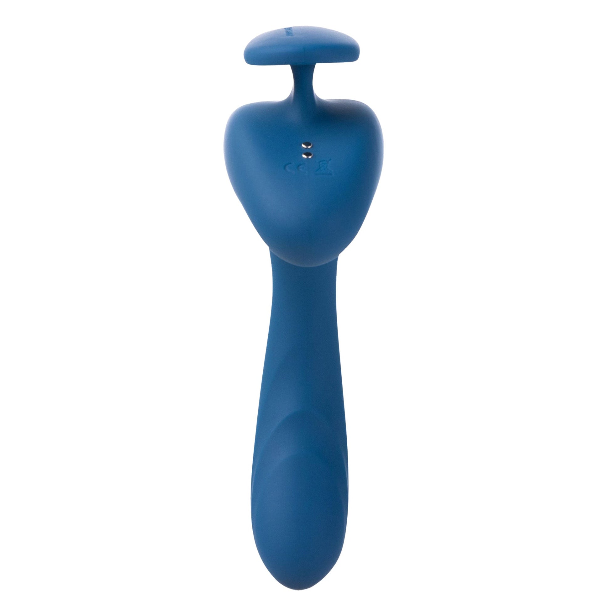 Blue Finger Grip Holder Rechargeable Prostate Massager with ergonomic finger grip design, USB rechargeable, waterproof, featuring a curved tip for precise prostate stimulation and multiple vibration speeds.