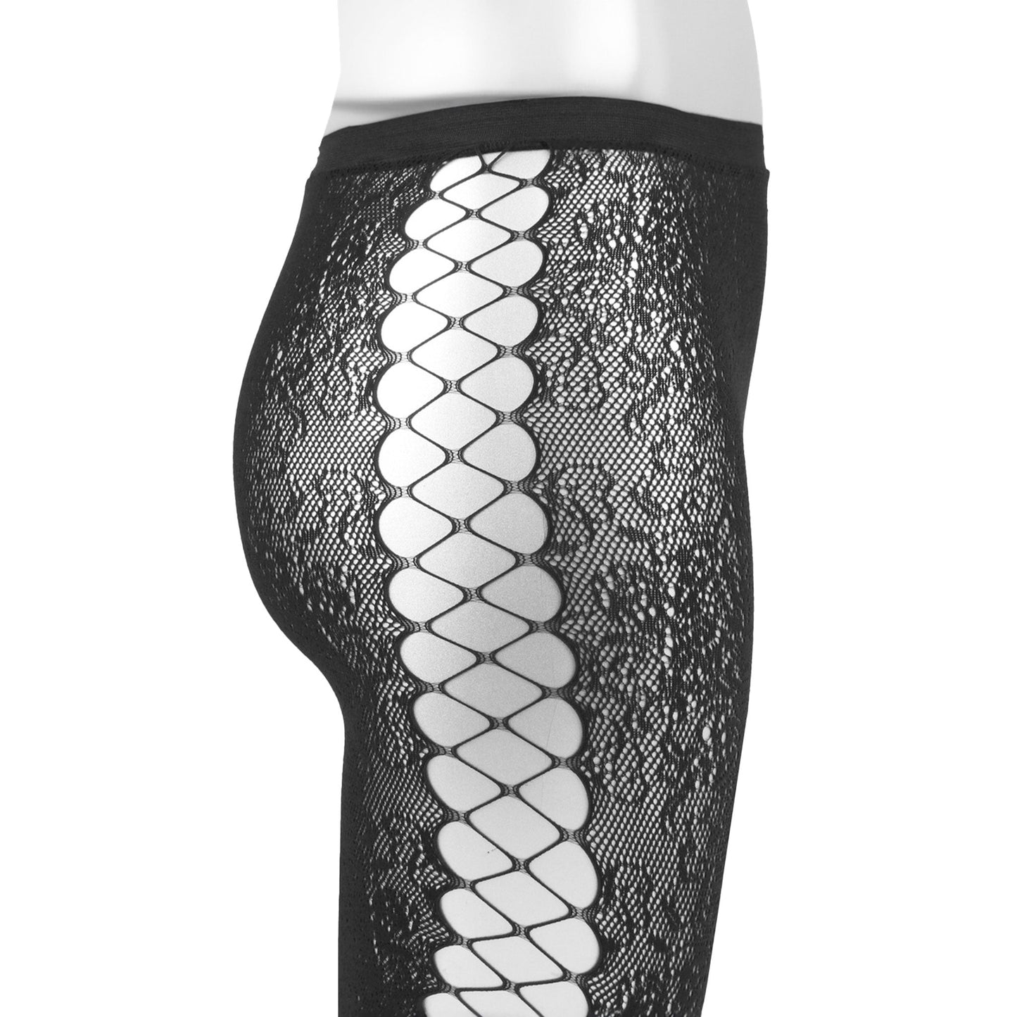 Criss-Cross Panel Fishnet Lace Stockings