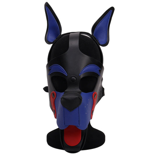 Two Tone Bondage Detachable Dog Head Harness Mask