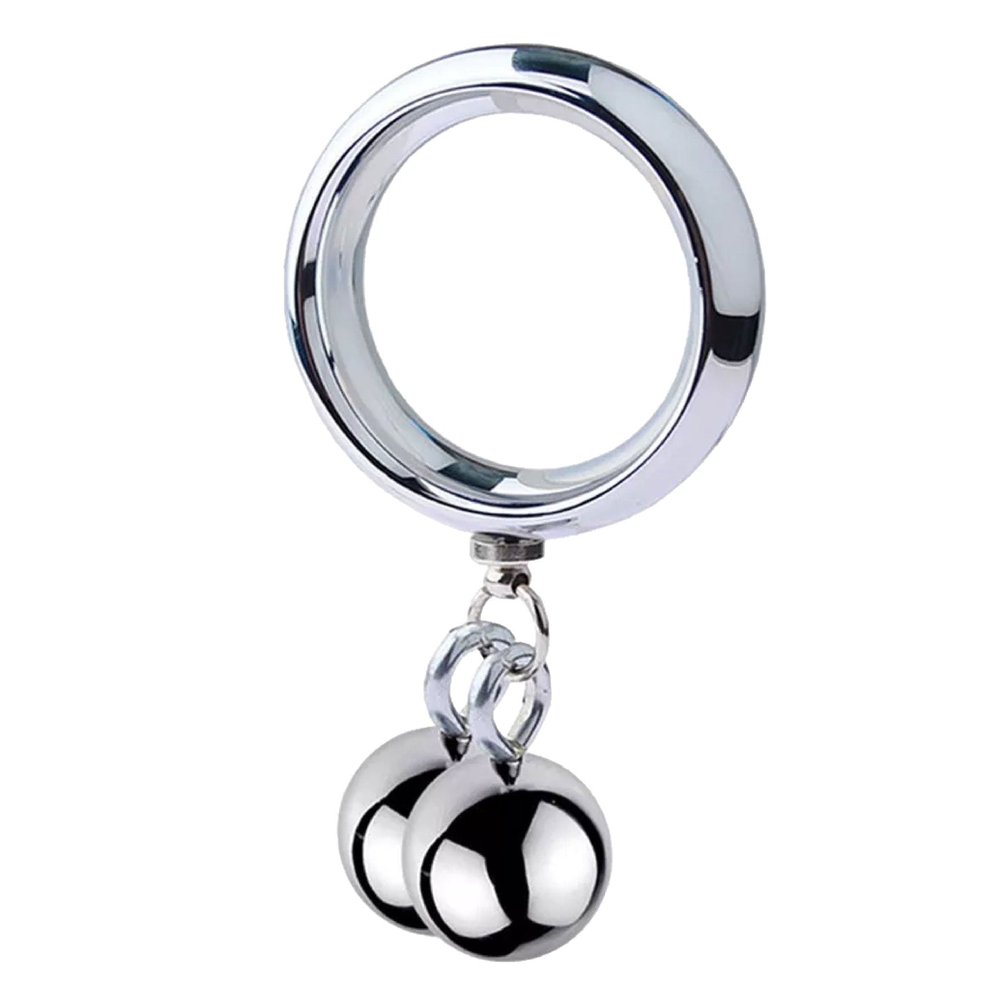 Stainless Donut Cock Ring with Heavy Weighted Hanging Balls 1.57"/40mm