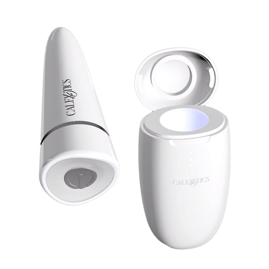 ABS plastic bullet vibrator vibration vibrating vibe massager clitoral clit clitoris g-spot ultraviolet UV light cleaning sanitizing sanitizer charging pod carrying case seamless discreet holiday valentines gifts adult-toys white