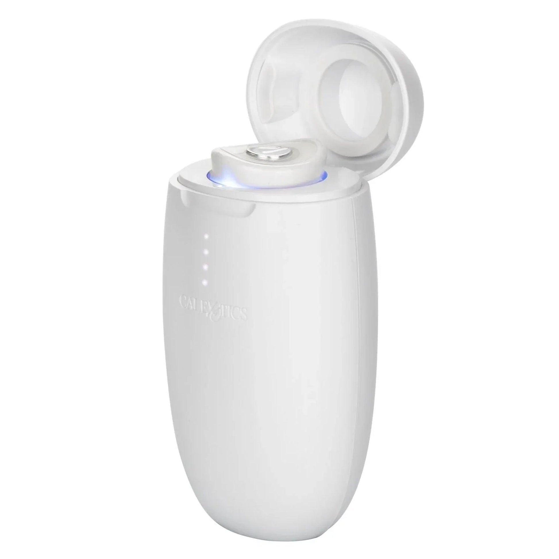 ABS plastic bullet vibrator vibration vibrating vibe massager clitoral clit clitoris g-spot ultraviolet UV light cleaning sanitizing sanitizer charging pod carrying case seamless discreet holiday valentines gifts adult-toys white