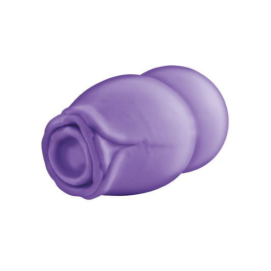 Heated Rose Rechargeable Hand Held Masturbator with Cover - Purple