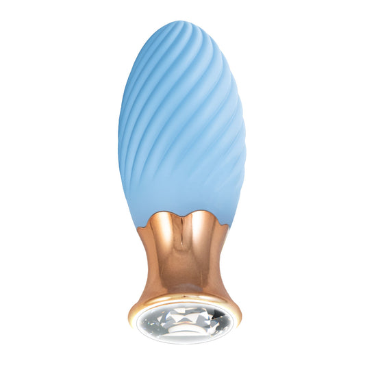 Goddess Diamond Tulip Vibrating Silicone Bullet Massager - Blue