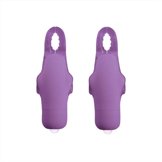 Nipple Clamps | Push button wireless vibrating nipple clamps, glow red
