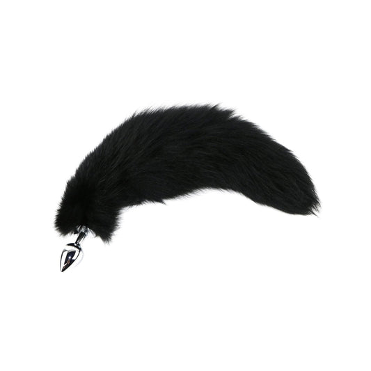 Black Fox Tail Detachable Stainless Steel Butt Plug M 14-17"
