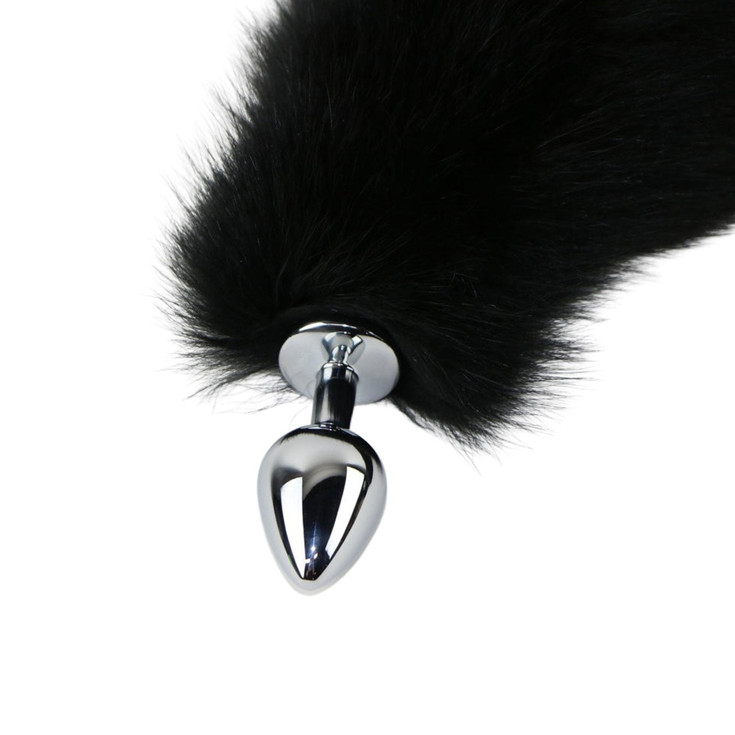 Black Fox Tail Detachable Stainless Steel Butt Plug M 14-17"