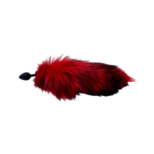 Fox fur tail silicone butt anal plug probe pet training non-vibe red