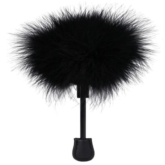 Black feather tickler, compact sensual teaser, lightweight and playful accessory.