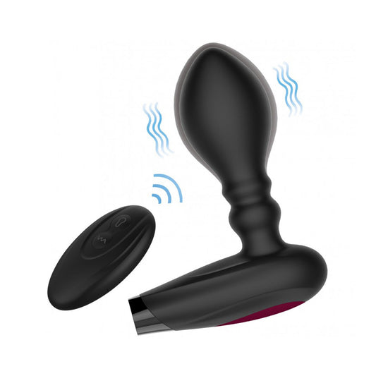 Silicone anal anal-plug butt-plug butt plug inflatable expandable expanding pump-up quick-release valve remote-control vibration vibrating vibration vibe kink kinky butt-play butt-stuff anal-play anal-vibe adult-toys black