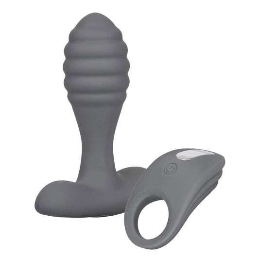 Silicone Anal Plug Kit with Remote Control - Black