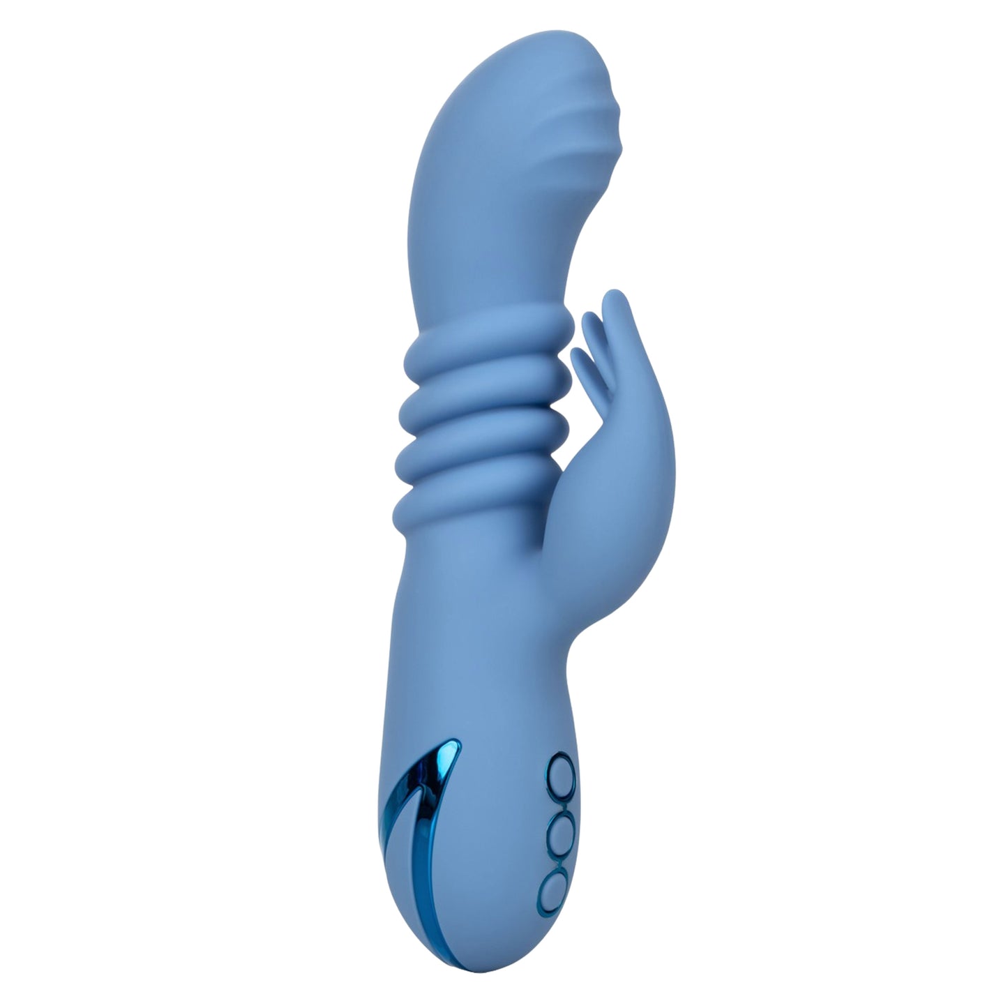 California Dreaming Santa Cruz Coaster Silicone Rechargeable Rabbit Vibrator - Blue