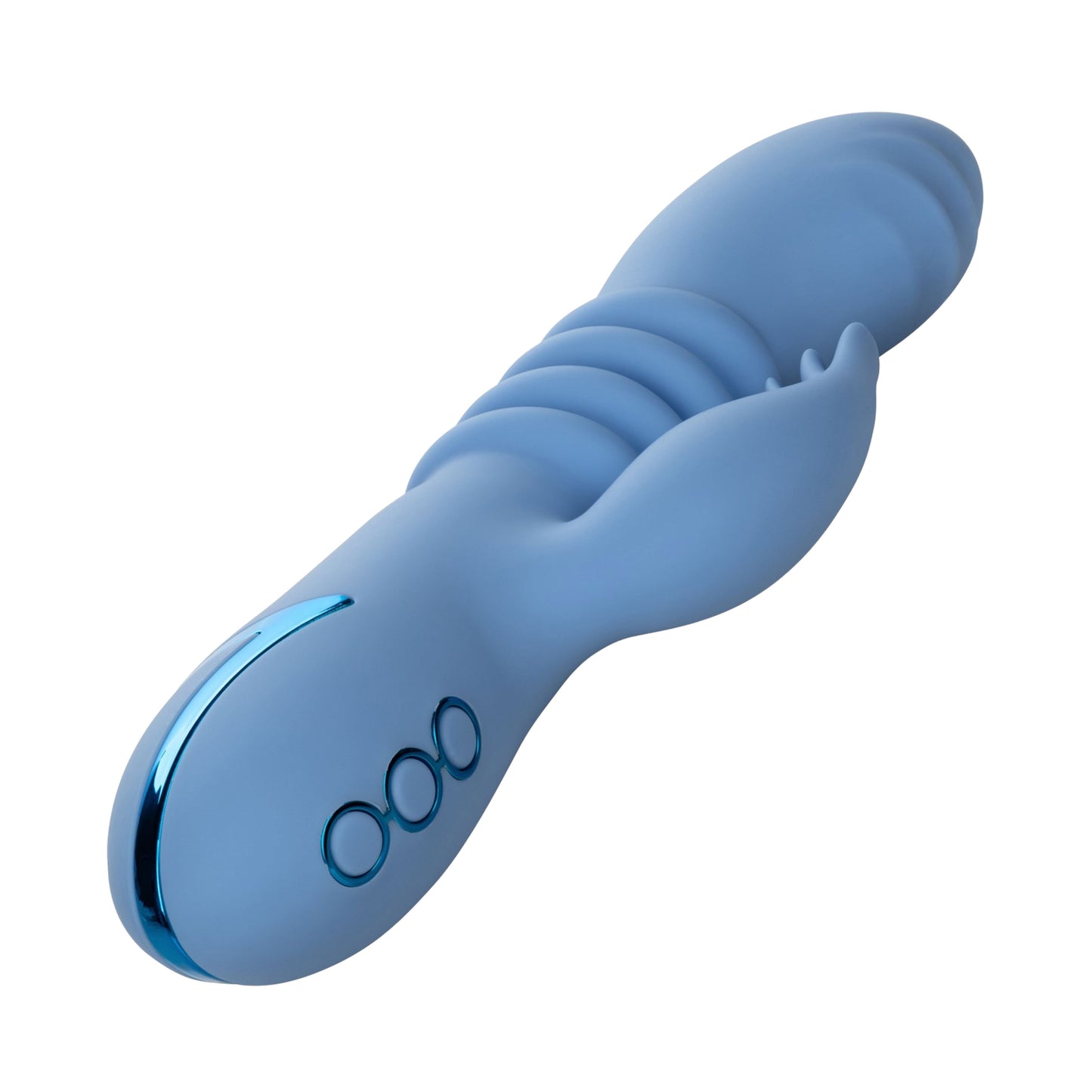 California Dreaming Santa Cruz Coaster Silicone Rechargeable Rabbit Vibrator - Blue