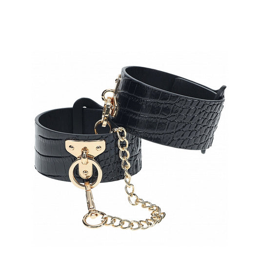 Rome Gold & Black Croc Ankle Cuffs