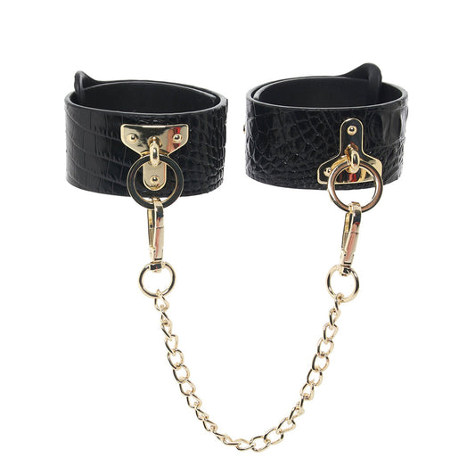 Rome Gold & Black Croc Ankle Cuffs