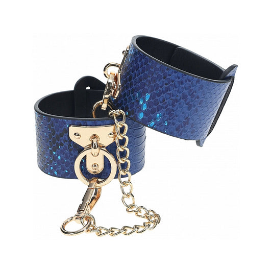 Florence Matte & Metallic Croc Handcuffs - Blue