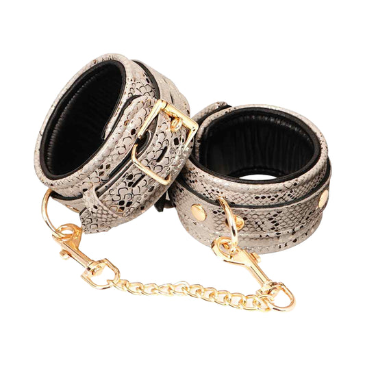 Snake Print Leather Lining Wrist Cuffs Restraints