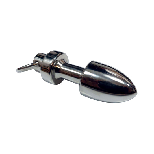 Heavy Stainless Steel Bondage Anal Plug with Removable Loop-M