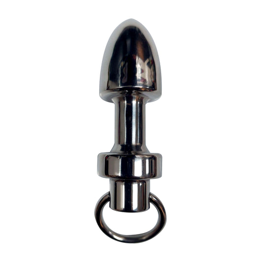 Heavy Stainless Steel Bondage Anal Plug with Removable Loop-M
