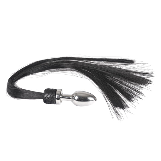 Pony Heavy Stainless Anal Plug with Long Horse Hair- M