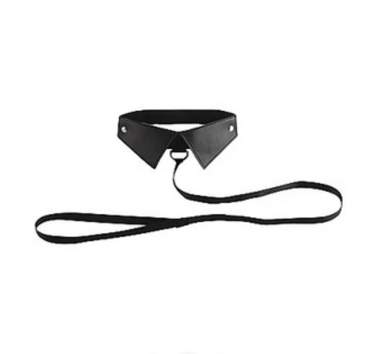 Velcro Collar & Ribbon Leash - Black