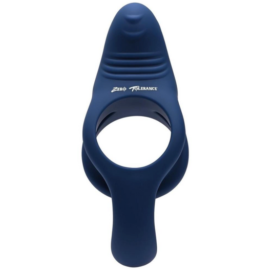 ZT Ring Around the Rosy Vibrating Double Cock Ring - Blue