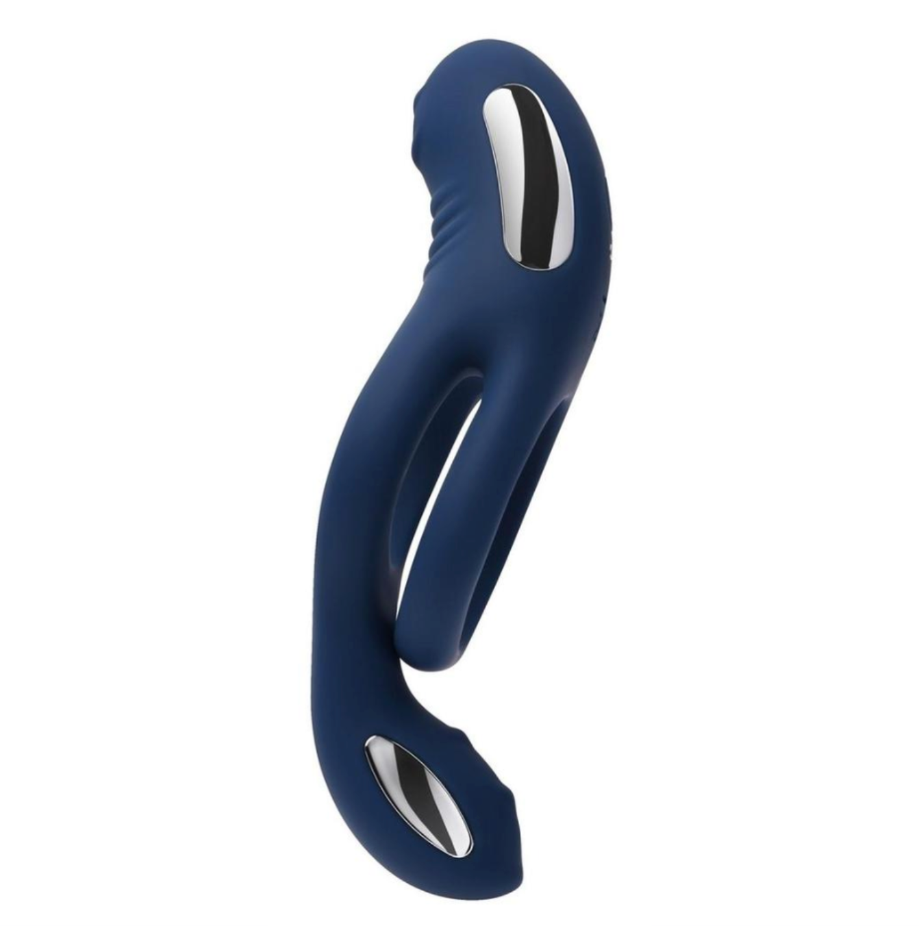 ZT Ring Around the Rosy Vibrating Double Cock Ring - Blue