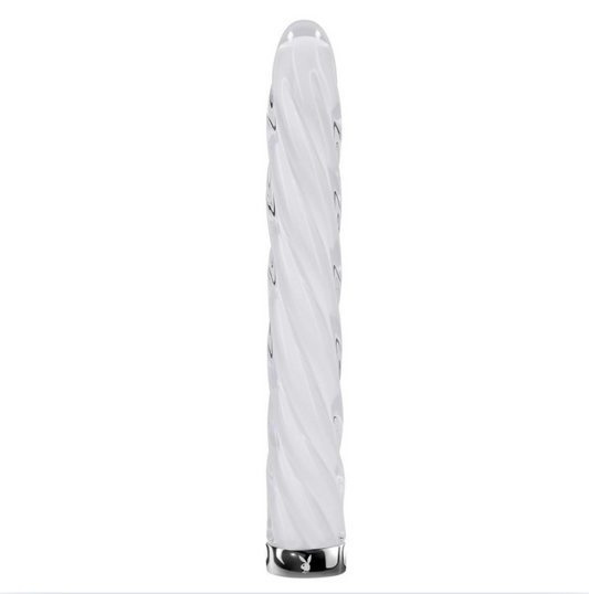 Twist Glass Vibrator - Clear/White